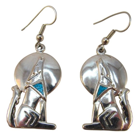 Vintage Howling Wolf Pierced Earrings - Picture 1 of 10